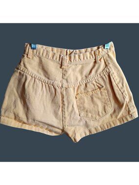 True Vintage 1950's Shorts 24W 24" High-Waisted Yellow Cotton Back Pocket Mod